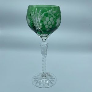 Bohemian Jewel Toned Crystal Cut to Clear Goblet